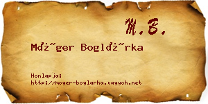 Móger Boglárka névjegykártya